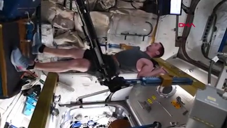  Fransız astronotun uzayda egzersiz yaptığı anlar