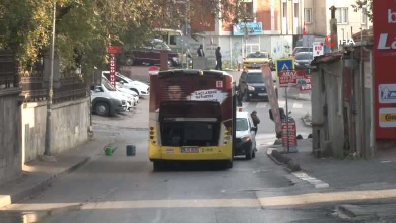  Ataşehir’de İETT otobüsü arızalandı, cadde trafiğe kapandı